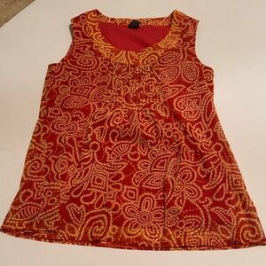 Red & Yellow Patterned Sleeveless Dress